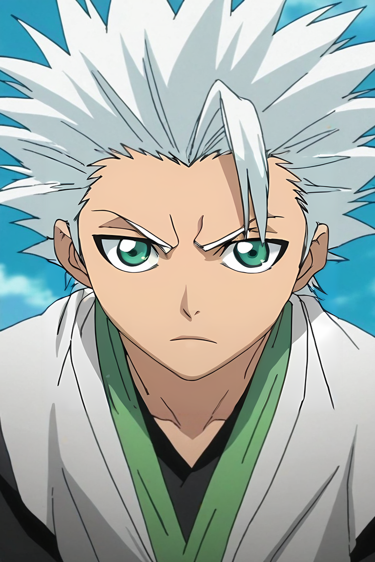 score_9, score_8_up, score_7_up, score_6_up, score_5_up, score_4_up, BREAK source_anime, anime screencap, , official style, looking at viewer, , , 1boy, solo, male focus, <lora:toushirou_hitsugaya_pony:0.78>, toushirou_hitsugaya, white hair, green eyes, spiked hair, , , stream, Arms folded, conveying defensiveness, <lora:sdxl_lightning_8step_lora:1>