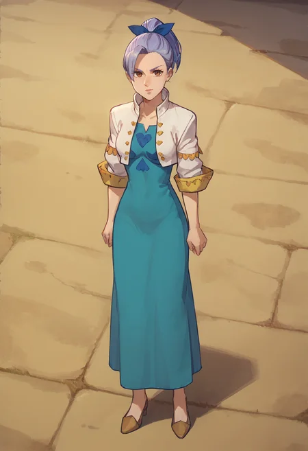 woman, score_8_up, (asura style:0.7),
ponytail, solo, dress, closed mouth, full body, looking at viewer, brown eyes, cropped jacket, hair bow,
jericho, <lora:Jericho__LoRA_epoch_22:1>