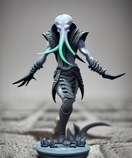 figrne, photo of mindflayer illithid , on a base, depth of field, flawless, RAW, (((plain background))), high detail, insane detail <lora:figrne_v2std:1>