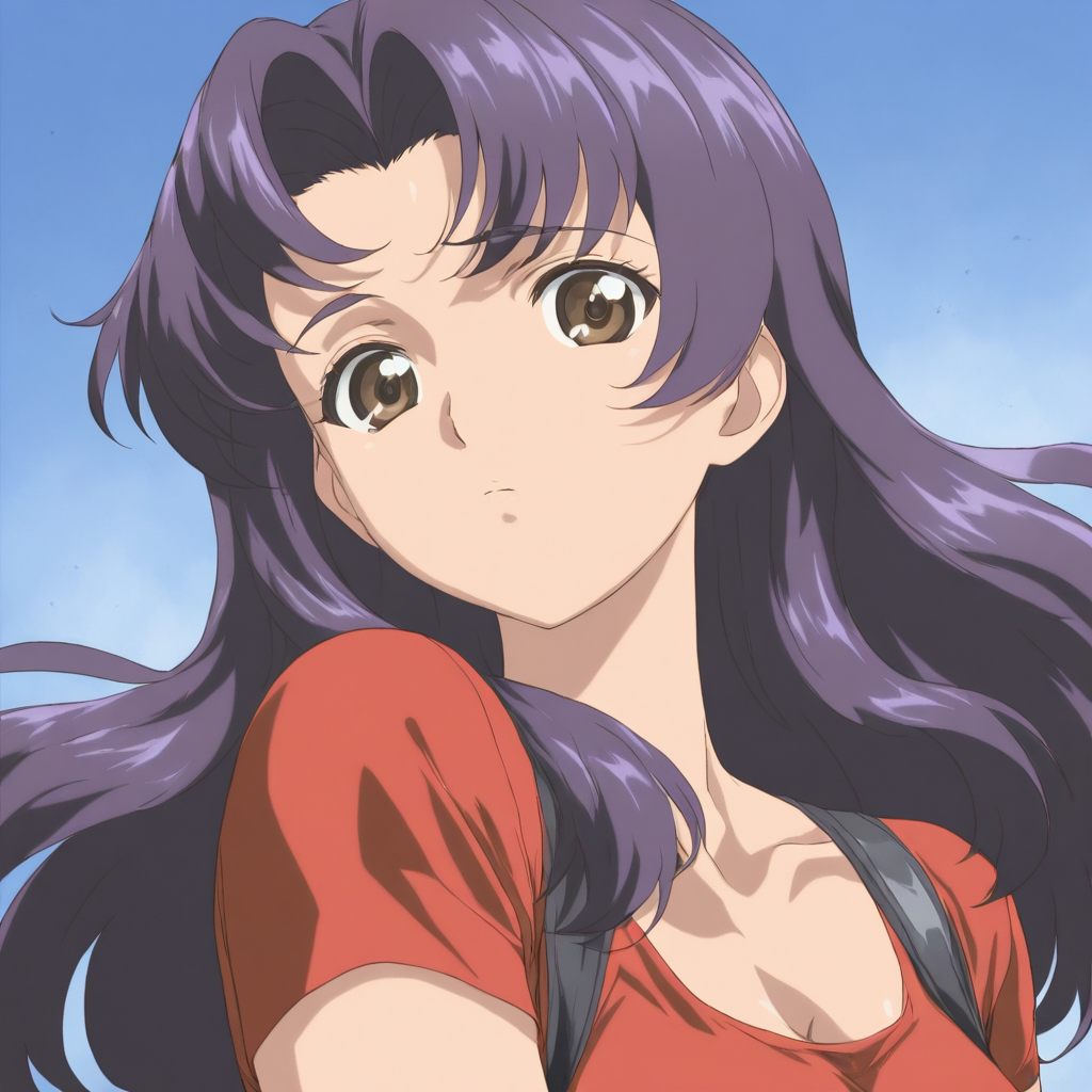 masterpiece,1girl,solo,looking at viewer,upper_body,portrait,<lora:Tomoko_Ukida ag4o v1:1> tomoko_ukida, purple hair, long hair, brown eyes,crop top,