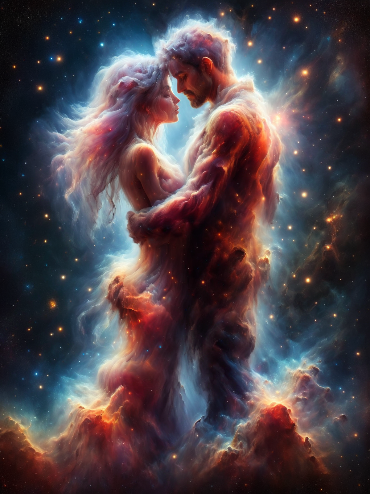mad-nbla couple embracing,  <lora:Space_Nebula_Style_SDXL:1.0>, (masterpiece:1.2), best quality, (hyperdetailed, highest detailed:1.2), high resolution textures