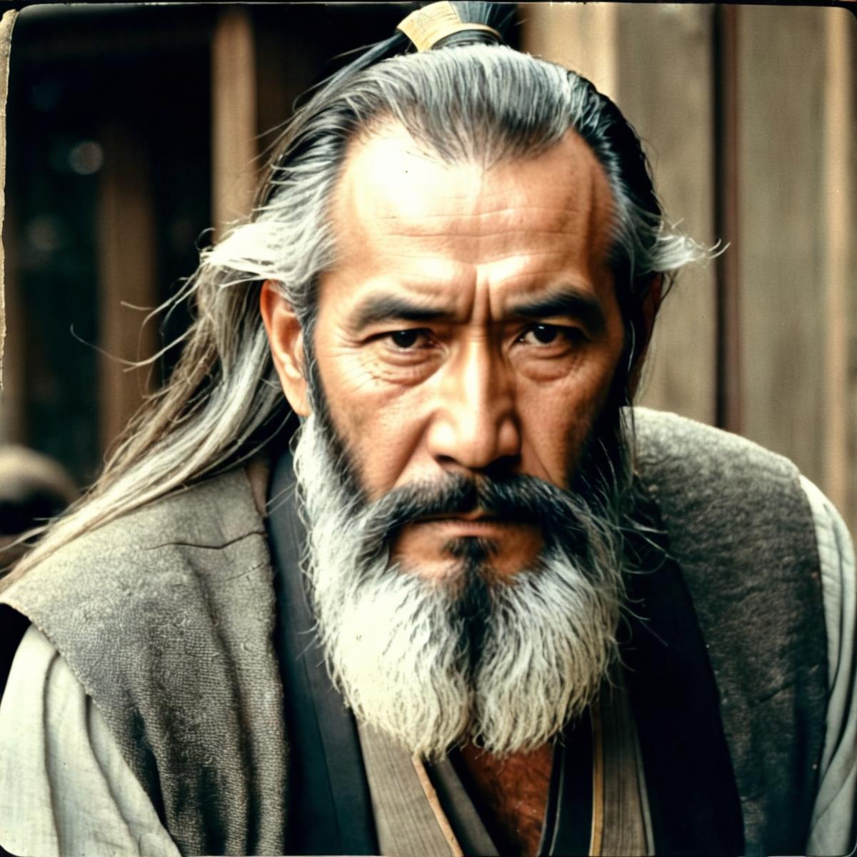 analog film photo old man, sad, long beard, masterpiece, best quality, dynamic pos, ultra detailed, (samurai_clothing) . faded film, desaturated, 35mm photo, grainy, vignette, vintage, Kodachrome, Lomography, stained, highly detailed, found footage