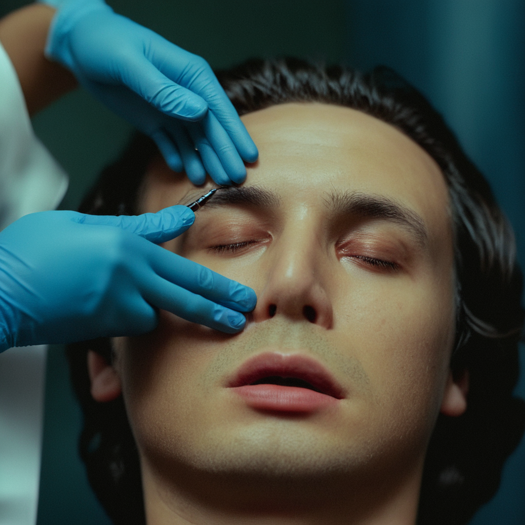 cinematic film still of  <lora:Ron Fricke style:1>
a woman getting her nose examined by a doctor,solo,1boy,holding,closed mouth,closed eyes,male focus,blood,portrait,close-up,realistic,blue gloves,pen,pencil , realistic, realism, movie still, film grain, kodak film, film contrast, film color, cinematography, documentary, photography, 70 mm film, 65 mm film, Todd-AO, Todd-AO 35, 8K resolution, Ron Fricke film director style, Ron Fricke film directing style, Ron Fricke style, shallow depth of field, vignette, highly detailed, high budget, bokeh, cinemascope, moody, epic, gorgeous, film grain, grainy