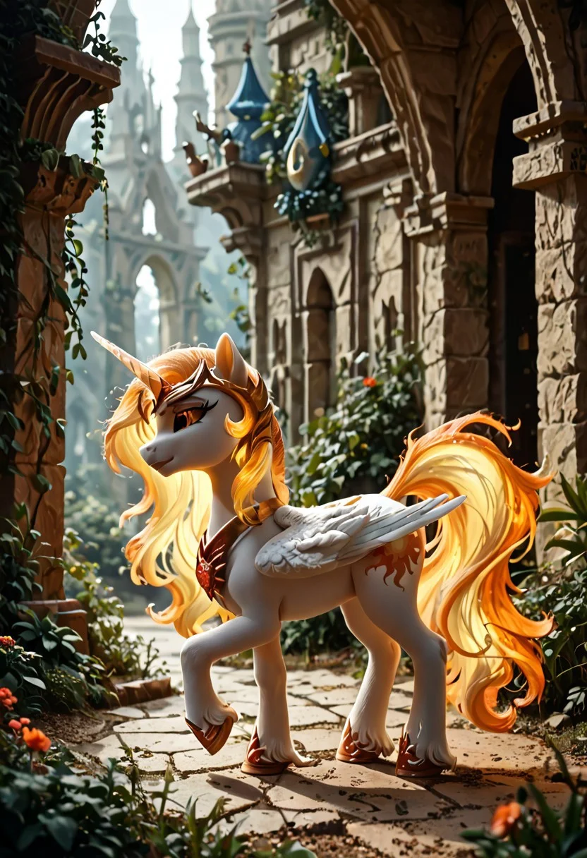 score_9, score_8_up, score_7_up, score_6_up, score_5_up, score_4_up, The dark side of Celestia, Daybreaker, alicorn pony, g5, rich colors, nature, magic meadow, Crystal Empire, crystal heart in the center of the square, pony statue, aroused, front view, detailed background, pony, detailed, 8k quality, side view, beautiful, teasing, tools, leaned to the floor, free actions, masterpiece, best quality,