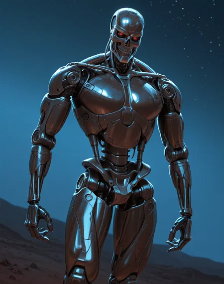 <lora:Terminator_(Terminator)_(Illustrious)_(AD):1> Terminator, robot, endoskeleton,
((
exterior, science fiction, night, night time, post apocalyptic landscape,
dutch angle, dynamic action, male focus, solo, villain, solo, powerful, superiority, brushed titanium, large shoulders, thick arms, thick legs, wide chest,
)),
BREAK: very awe, aesthetically pleasing, masterpiece, best quality, amazing quality, very aesthetic, depth of field, absurd details, depth of field, atmospheric rendering, natural shading, soft shading,
BREAK: lazympos, lazypos (3),