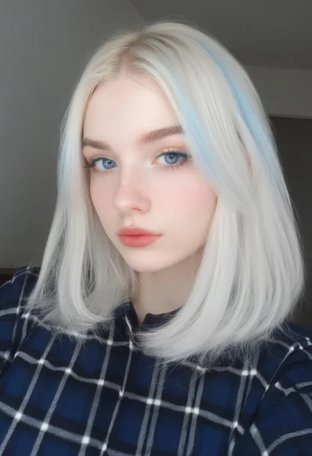 score_9, score_8_up, score_7_up, score_6_up, hyper-realistic, highest quality, masterpiece, rsgrl, russian girl, solo, white hair, realistic, looking at viewer, 1girl, lips, plaid, blue eyes, mole, medium hair, multicolored hair, closed mouth, 
rsgrl, russian girl, , thermo, glowing, glow