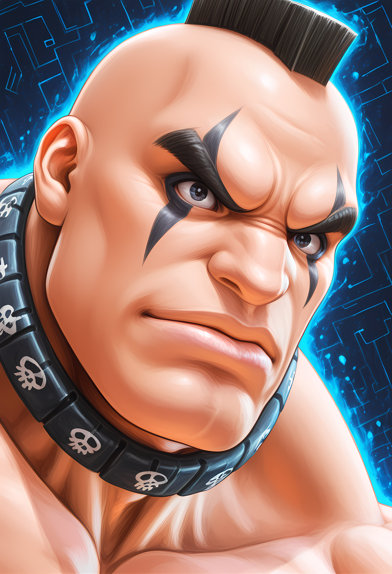 masterpiece, best quality, amazing quality, dutch angle, abstract background, BREAK
1boy, solo, male focus, ff_abigail, black hair, mohawk, dark eye makeup, muscular male, face focus, BREAK
<lora:cfg_scale_boost:.6> <lora:Abigail_-_Final_Fight_-_ILXL:1>