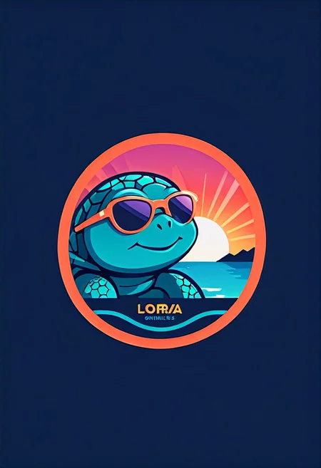 logomkrdsxl, turtle in 80s sports sunglasses, circular logo, sunset, retro, vector, text "OPTICUS", <lora:logomkrdsxl:0.8>, best quality, masterpiece, vibrant colors, digital art, logotype, 8 k post - processing, smooth, clear lines, sharp focus, winning award masterpiece, logo, simpel, white background