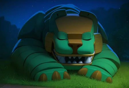 score_9, score_8_up, score_7_up, solo, Expressiveh, (jaguar, feral, stone creature, teeth, fangs, green body, stone body, stone skin, eyes closed, sleeping, close-up, tail, closed mouth, fangs, claws), grass, lying on grass, (park, night), macro, detailed background, detailed background, 4k, masterpiece, best quality, highly detailed, realistic