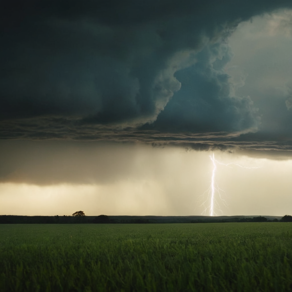 cinematic film still of  <lora:Kodak Motion Picture Film Style v4:1>
landscape wide shot An Oscar winning movie for Best hdr high contrast saturated Cinematography a wide view of a large field with a storm coming in and crepuscular light beam on Kodak Motion Picture Film Style, shallow depth of field, vignette, highly detailed, high budget, bokeh, cinemascope, moody, epic, gorgeous, film grain, grainy