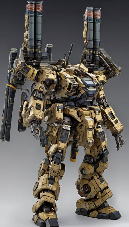 professional 3d model of (HRS:1.2),mecha,robot,(science fiction:1),(a heavy mech:1.4),(hawken:1.4),(science fiction:1),(very biggest size mecha:1.6),glowing eyes,(full body:1.2),mechanical parts,robot joints,(holding huge weapon:1.5),best quality,masterpiece,highly detailed,ultra-detailed,(huge mechanical weapon:1.3),(detailed weapon:1.2),(huge mechanical gun:1.2),<lora:srdxl_v2_7_5a7:0.8>,, octane render, highly detailed, volumetric, dramatic lighting