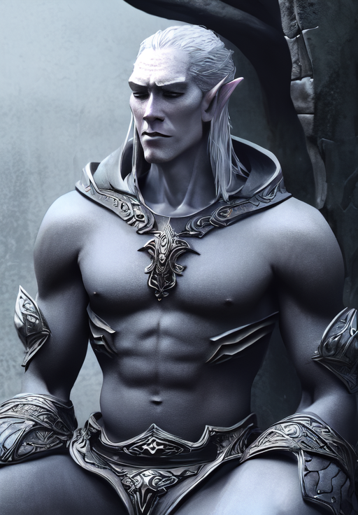 a man, sfw, <lora:Snow_Elves-Male:0.8>, Snow_Elves-Male, solo, armor, sitting, portrait,, Skinny, lean, narrow shoulders, slender, sleek, ectomorph body, (masterpiece, best quality, absurdres, detailed, ultra-detailed:1.3), (trending on CGSociety, trending on pixiv, contest winner:1.3)