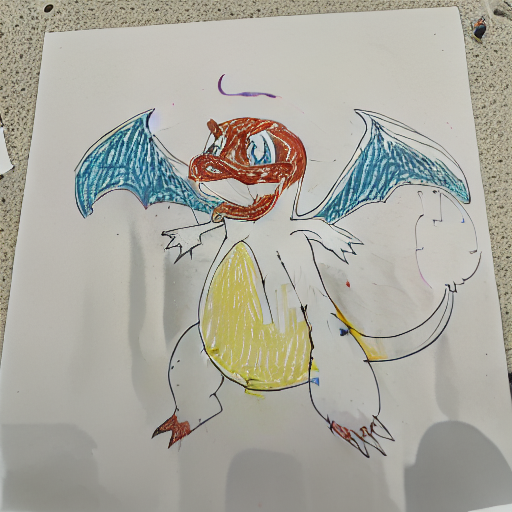 line art, looking at viewer, full body, traditional media, wings, no humans, open mouth, blue eyes, pokemon (creature), standing, fangs