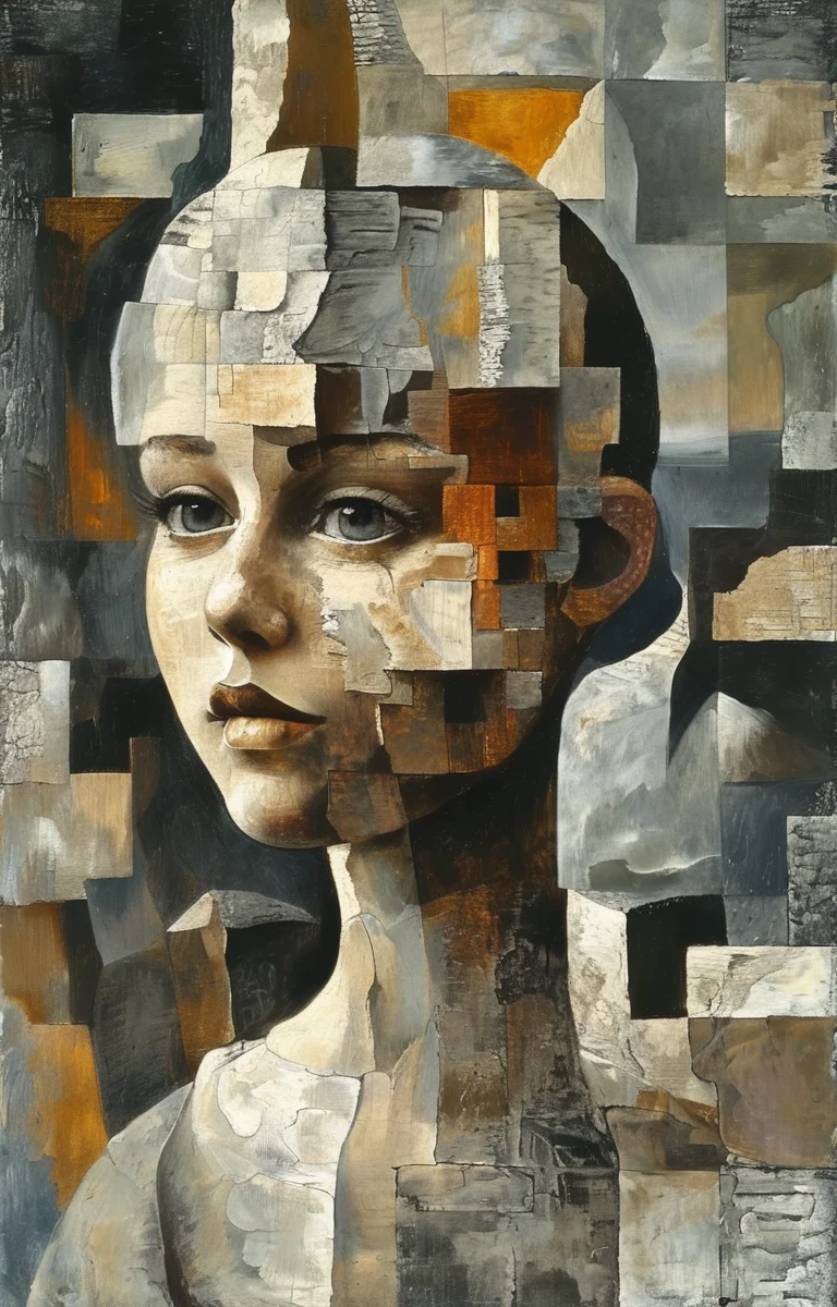 masterpiece,best quality,<lora:tbh215-sdxl:0.9>,illustration,style of Georges Braque tech genius teenage girl