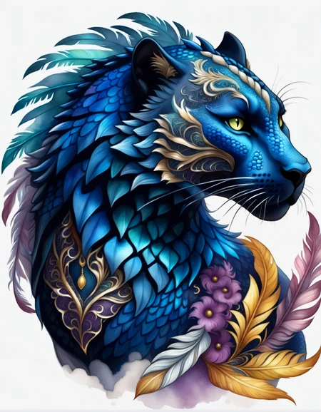 digital art concept of a panther dragon hybrid, whimsical, fantasy, watercolor pencil sketch, 8k, intricate details, scaled feathers,  digital art, fantasy dragon,<lora:DTStyle:1> DTstyle,
