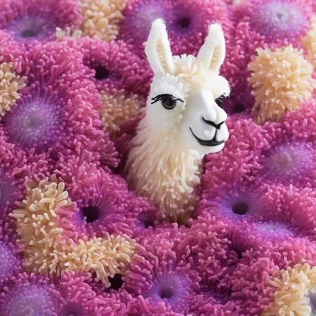 llama made out of N30N, <lora:Neon_Sea_Life:0.75> sea anemone,close-up