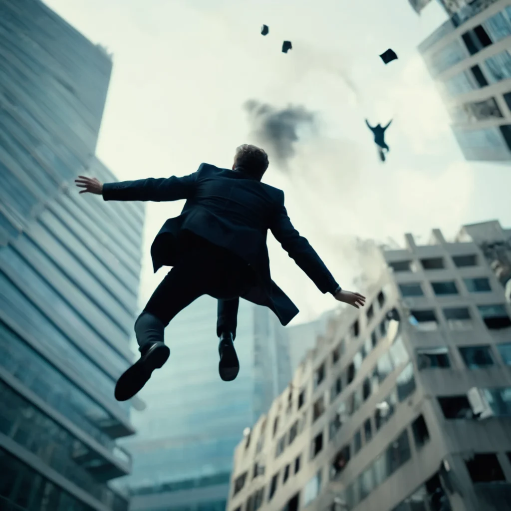 cinematic film still of <lora:cinematic explosion style:1.5>
a person is falling from a tall building in the air cinematic explosion style, shallow depth of field, vignette, highly detailed, high budget, bokeh, cinemascope, moody, epic, gorgeous, film grain, grainy