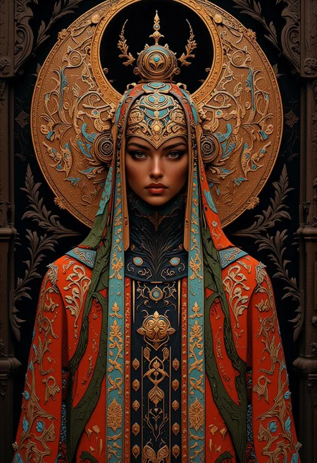 "She stepped outside in splendid garb, common to those from the past. »
