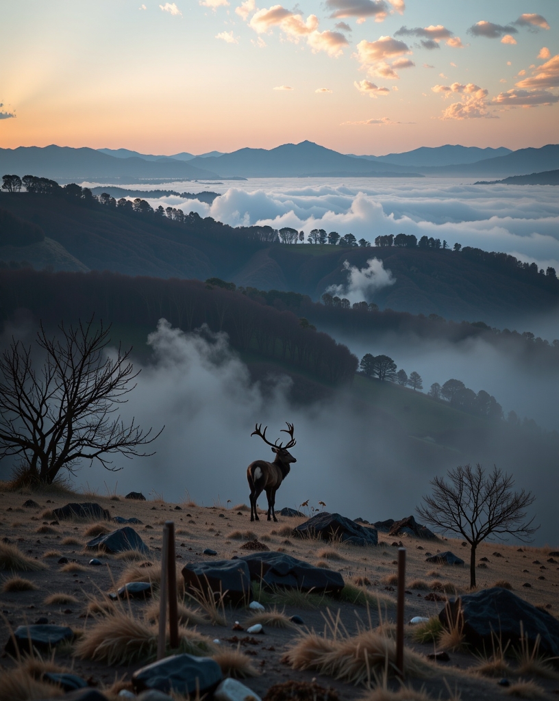 (_2 Advertising poster style:-0.250) (_1 analog film photo:1.0) (_1 breathtaking:1.0) (Landscape of a misty moor in a milky atmosphere where in the distance a majestic deer appears faintly:1).
<lora:Flux_DetailsArchitecture_epoch_5:0.25> <lora:Flux_FuturArchitecture_epoch_5:0.75> <lora:Flux_GustaveMoreau_epoch_5:1>  <lora:flux_abyss:0.25> <lora:Flux_artis 28.11A:0.25> <lora:colouring_experiment_analogue_FLUX:0.5>, LOW KEY photography, dramatic lighting, deep shadows, rich contrast, moody atmosphere, intense emotions, cinematic feel, mysterious ambiance, emphasizing shape and form, creating depth, evoking drama, storytelling through shadows, professional technique, JAPANESE TRADITIONAL art style, delicate lines, subtle colors, intricate details, dynamic compositions, cultural heritage, adds elegance and sophistication.((award-winning, professional, highly detailed, high resolution, masterpiece):1.0).((faded film, desaturated, 35mm photo, grainy, vignette, vintage, Kodachrome, Lomography, stained, highly detailed, found footage):1.0).((Professional, modern, product-focused, commercial, eye-catching, highly detailed):-0.250)
