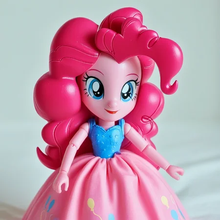 Pinkie Pie in dress, 1girl, pink hair, cuitie face, beautiful eyes, photorealism, Playing with toys in night Paris