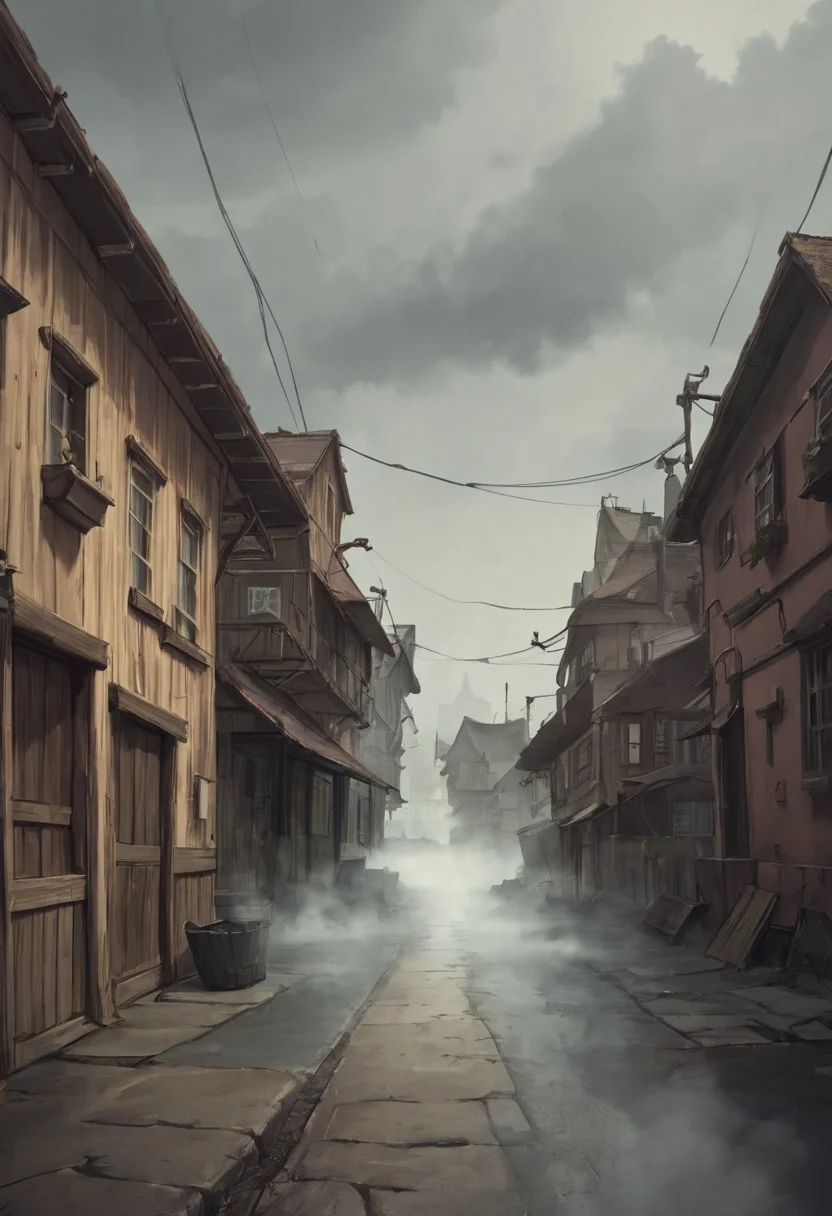 Old town, fog, super realistic, back alley