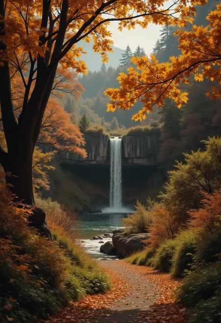 Autumn.otherworldly. bebop_style, <lora:Cowboy_Bebop_Style:0.3> ,<lora:impossible_geometry_V1.0:0.4> <flux <lora:flux.1_lora_flyway_Epic-detail_v2:1>