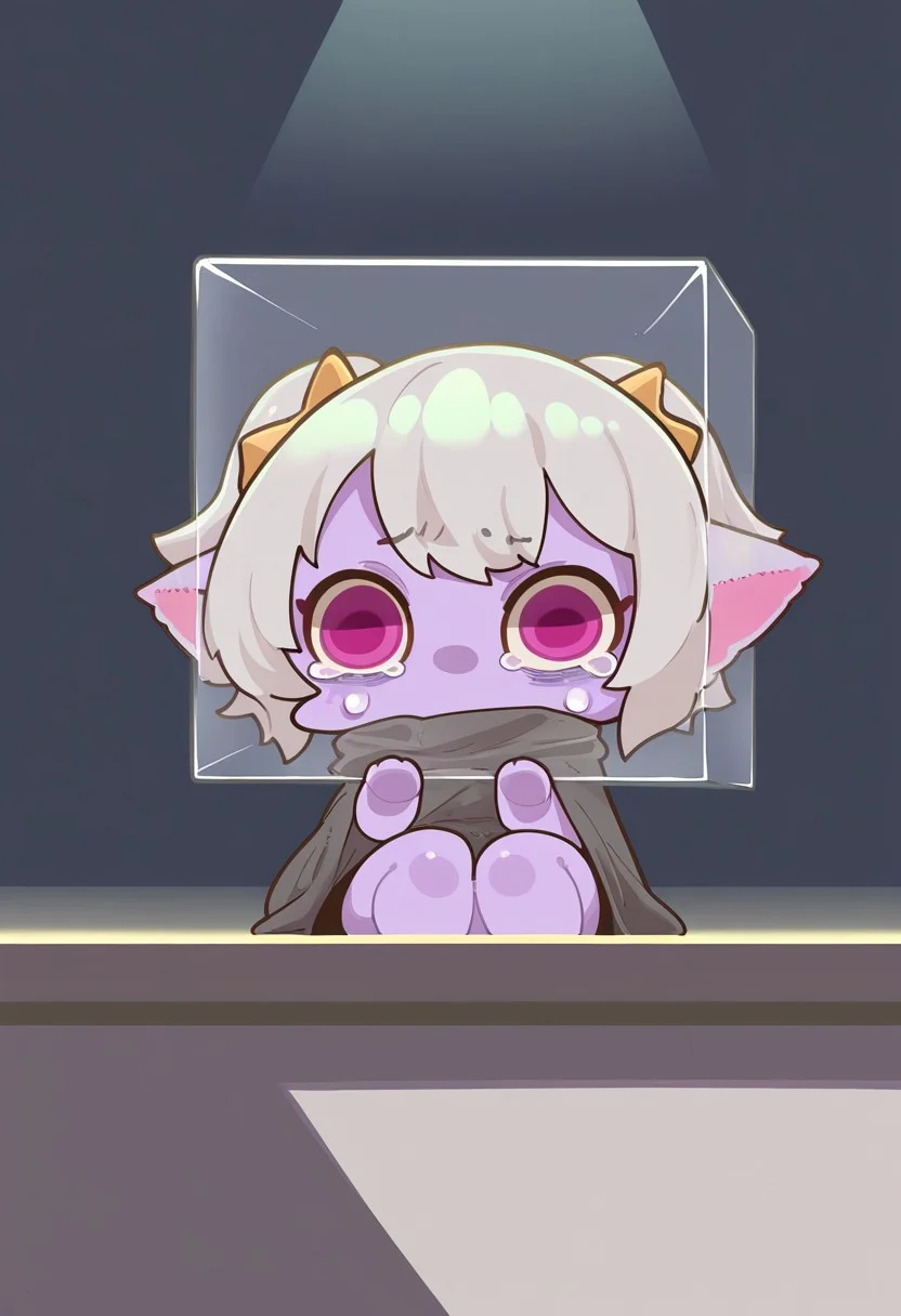 CuteChibi_ST, CTCB_ST, 

chibi, 1 girl, chibi, side on (transparent cube:1.1), yordle girl, a scared girl crying

,masterpiece, best quality, very aesthetic, high resolution, ultra-detailed, absurdres, newest, extremely detailed eyes, beautiful, perfect lighting, hi res, amazing quality, very awa, Brightly Lit, Highly Visible, 8k, sharp focus, beautiful, perfect lighting, volumetric lighting, scenery, painting_(artwork)