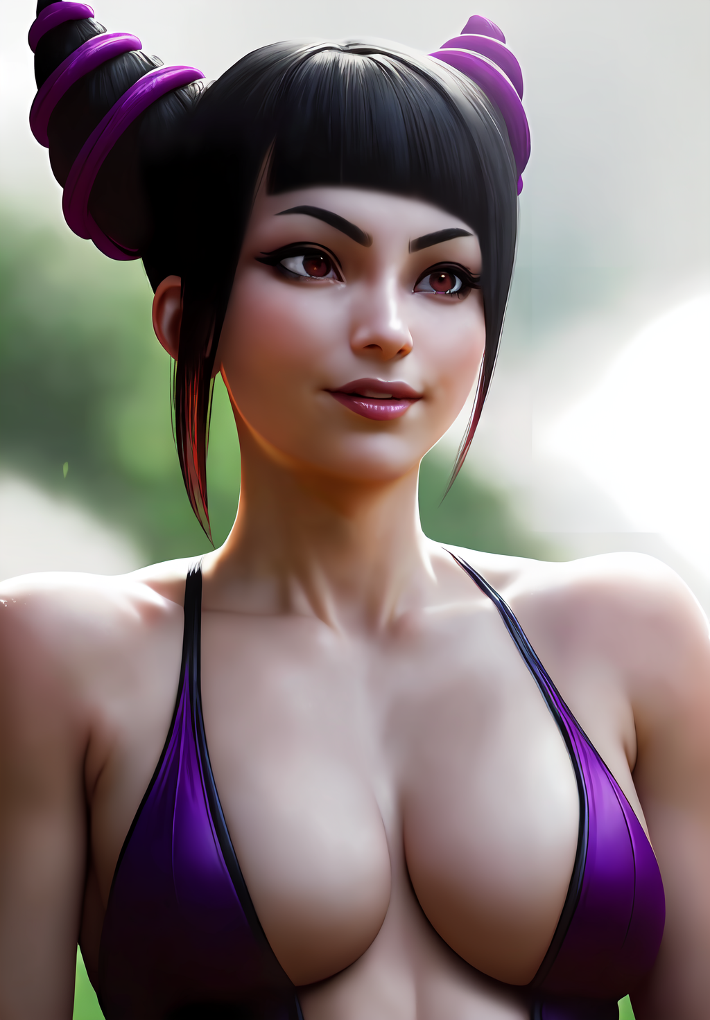 (Photo:1.3), highdetail, <lora:juri_han:0.8>, juri_han, 1girl, solo, smirk, sitting, Dark red, gray, and black colors, vibrant colors, (summer, sunny weather:1.3), medium intensity lighting, (Soft focus:1.3), (acclaimed, alluring, captivating, exciting, gorgeous, striking:1.3), (ultra realistic, sharp focus:1.3)