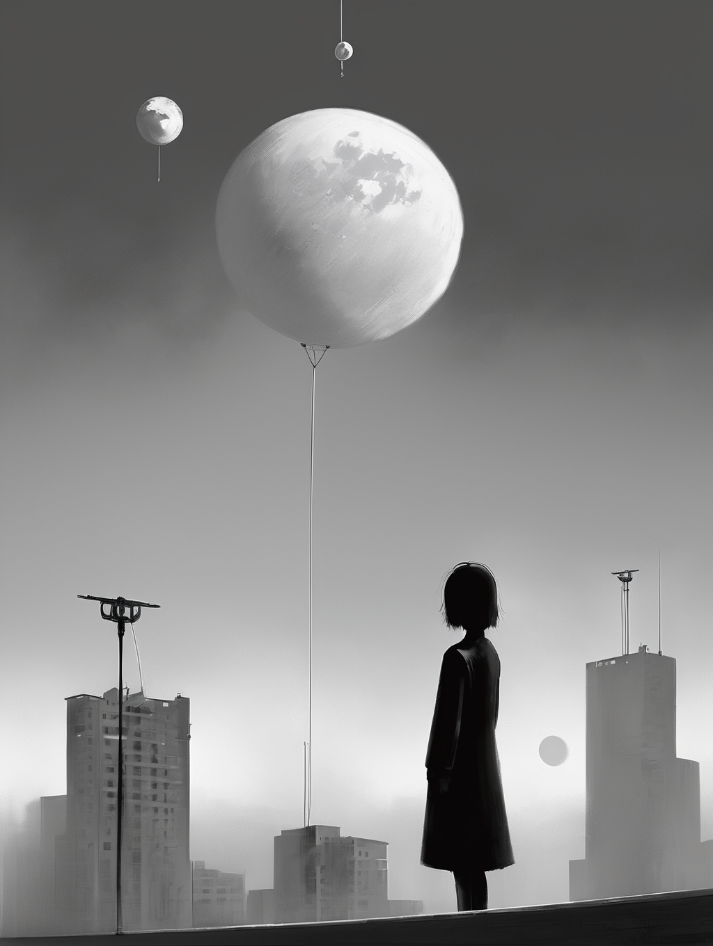 <lora:Alex Andreev style:1>Alex Andreev style - somebody is watching a girl from the moon in the style of Alex Andreev