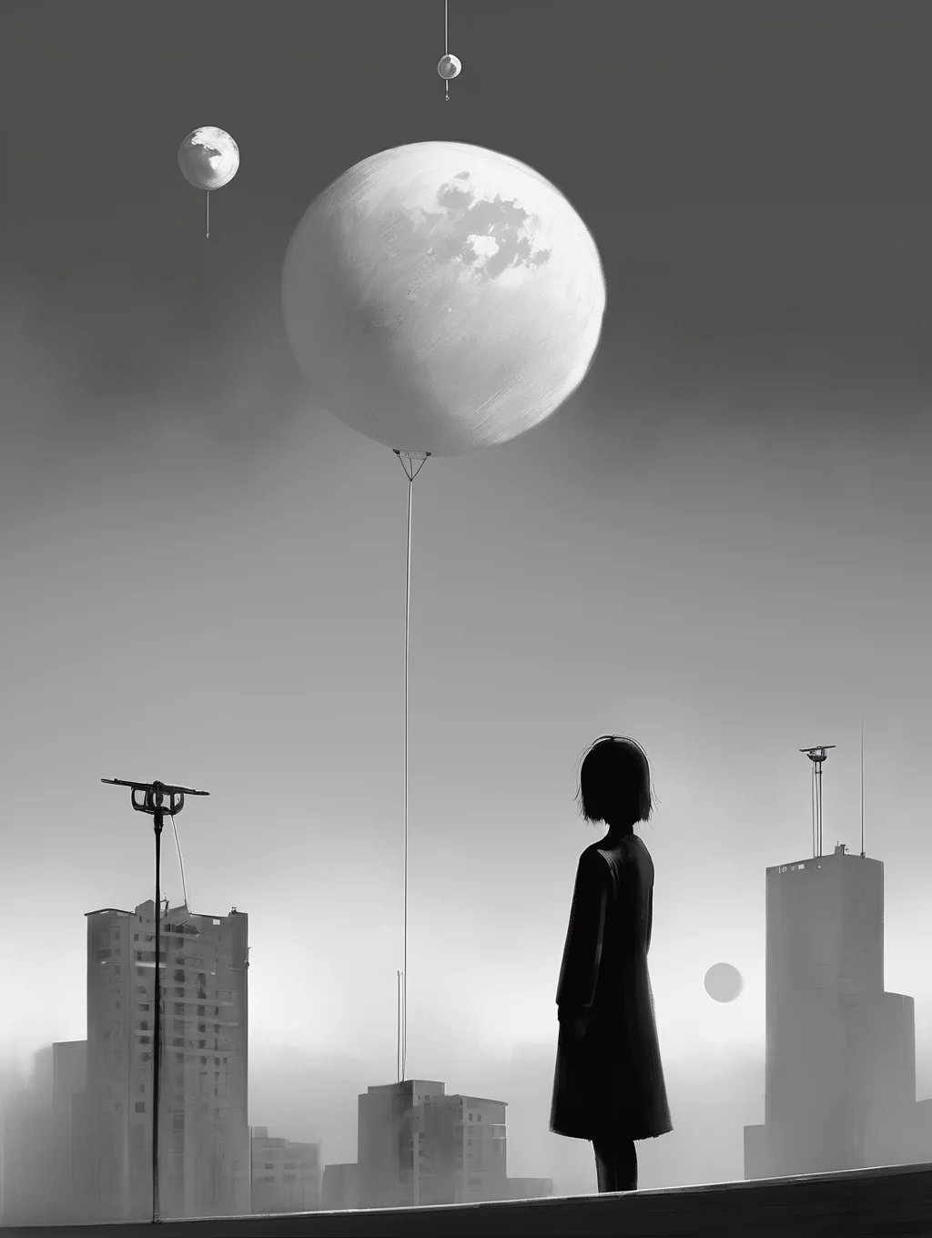 <lora:Alex Andreev style:1>Alex Andreev style - somebody is watching a girl from the moon in the style of Alex Andreev