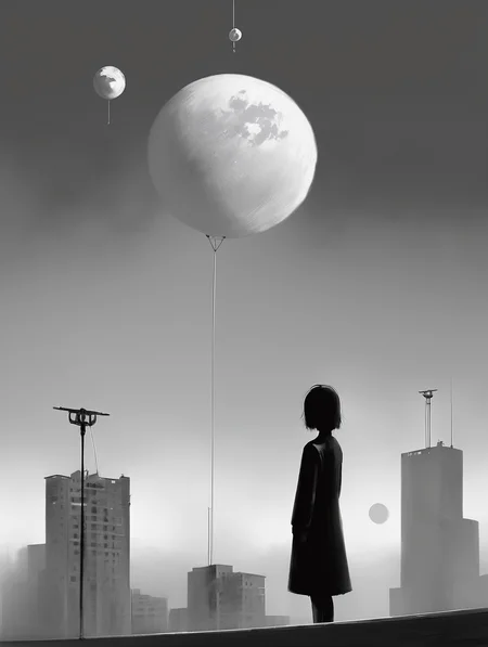 <lora:Alex Andreev style:1>Alex Andreev style - somebody is watching a girl from the moon in the style of Alex Andreev