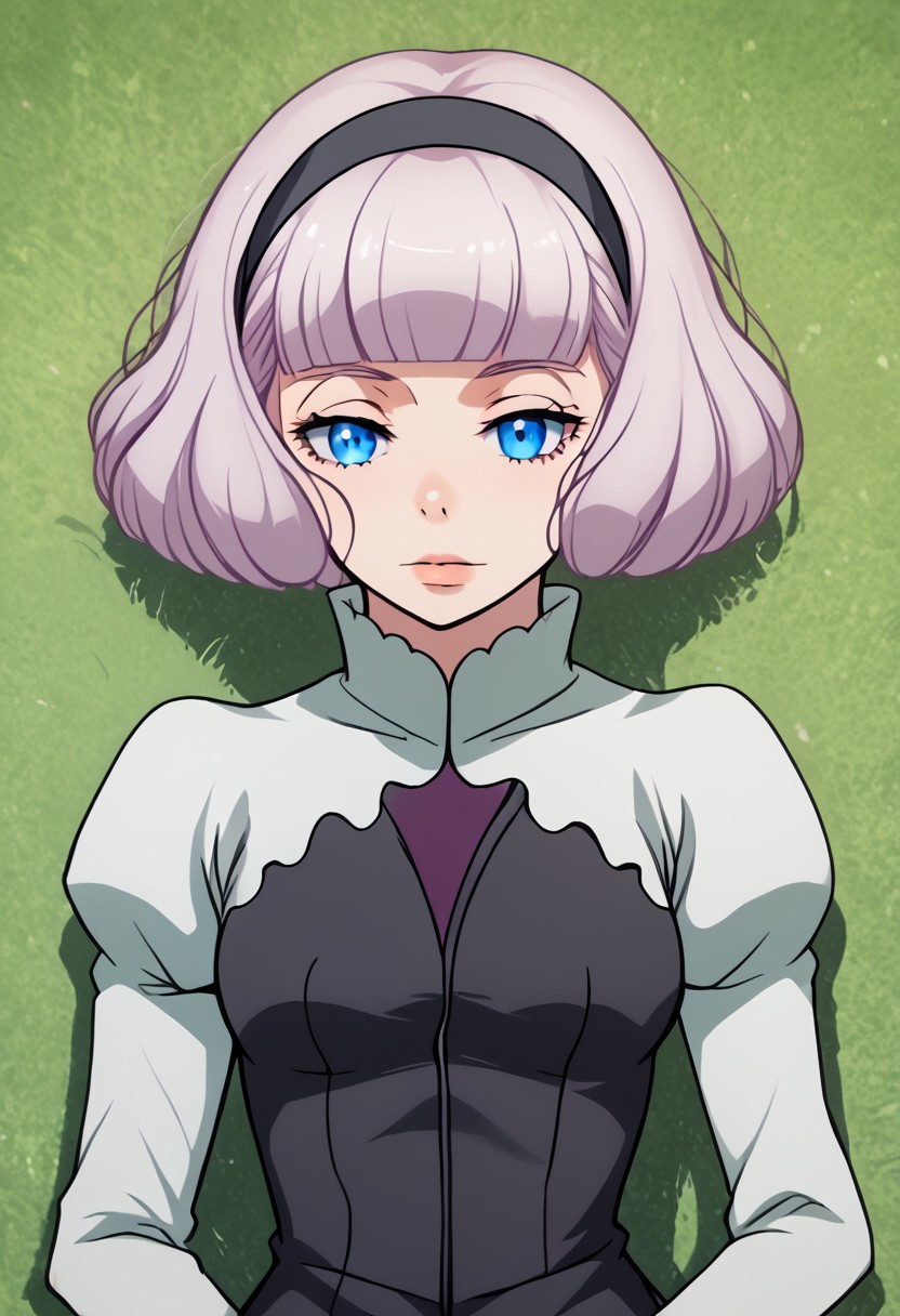 score_9, score_8_up, score_7_up, , source_anime, intricate details, chromatic aberration, realistic, veins source_anime, kuroinukaguya, , (best quality) , (highly detailed) ,((masterpiece)), ((best quality)), (ultra-detailed), ((extremely detailed)), (high resolution), 4K, (8K), best quality, (beautiful), (dynamic lighting), (super detailed skin), sharp focus, (1_girl, solo focus), <lora:lemrina-vers-envers-s1-ponyxl-lora-nochekaiser:1>, lemrina vers envers, short hair, bangs, blue eyes, purple hair, hairband, blunt bangs, bob cut, short hair, black hairband, medium breasts, , , dress, puffy sleeves, curtsey, shoes, juliet sleeves, long sleeves, grass, ,(((vibrant colors,vibrant theme))), dynamic angle, upper body, detailed eyes、detailed face and detailed skin <lora:add-detail-xl:1.0><lora:add-detail-xl:1.0> ,(((feminine bodies))),(((perfect anatomy))), (((correct arms))), (((correct hands))), detailed eyes、detailed face and detailed skin <lora:add-detail-xl:1.0>,,