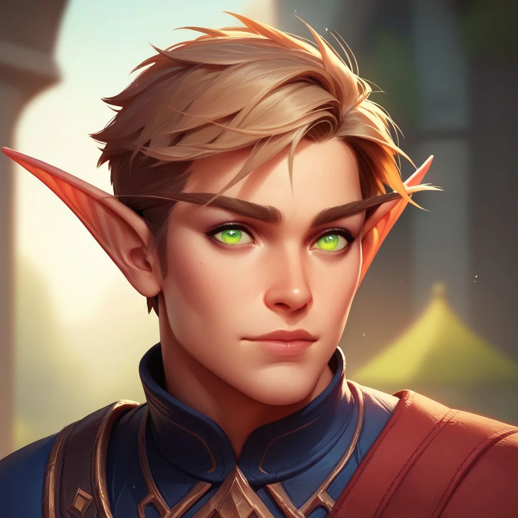 score_9, score_8_up, 8, score_7_up, score_6_up, (dynamic lighting:1.1), ((masterpiece)), solo, portrait,
(((beautiful, hyper realistic, high quality))), portrait, score_9, score_8_up, score_7_up,
Elf, Pointed ears, Long eyebrows, 1boy, blond short hair, green eyes, Fantasy clothes,
fantasy background, blurred background