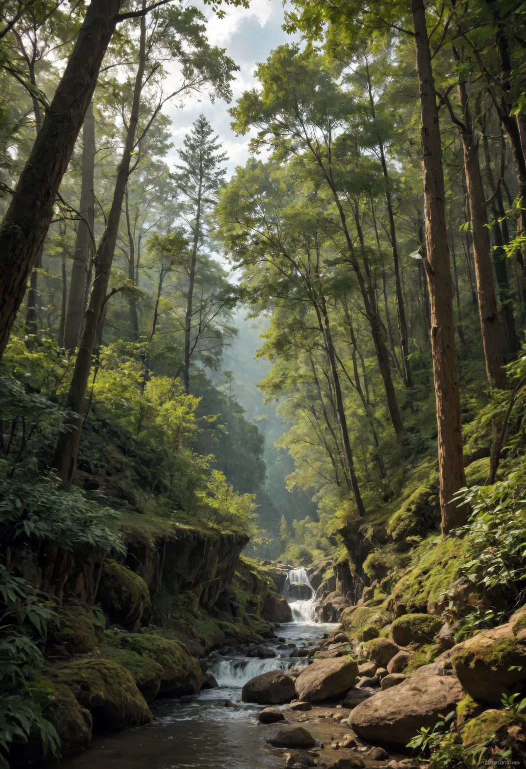 score_9, score_8_up, score_7_up, , rainforest in a cloudy day