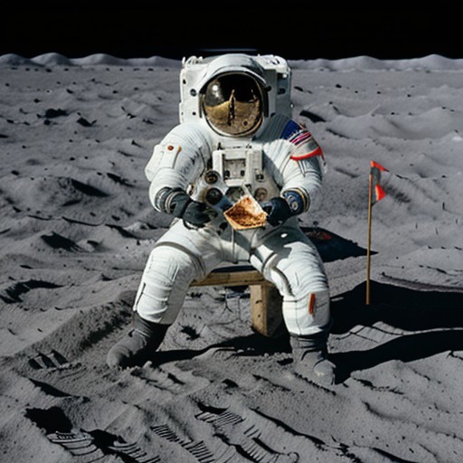 crystal skull wearing spacesuit helmet, sitting on the moon, holding a piece of pizza, 
spacesuit, FastNegativeV2, fcNeg, cry5t415ku11,