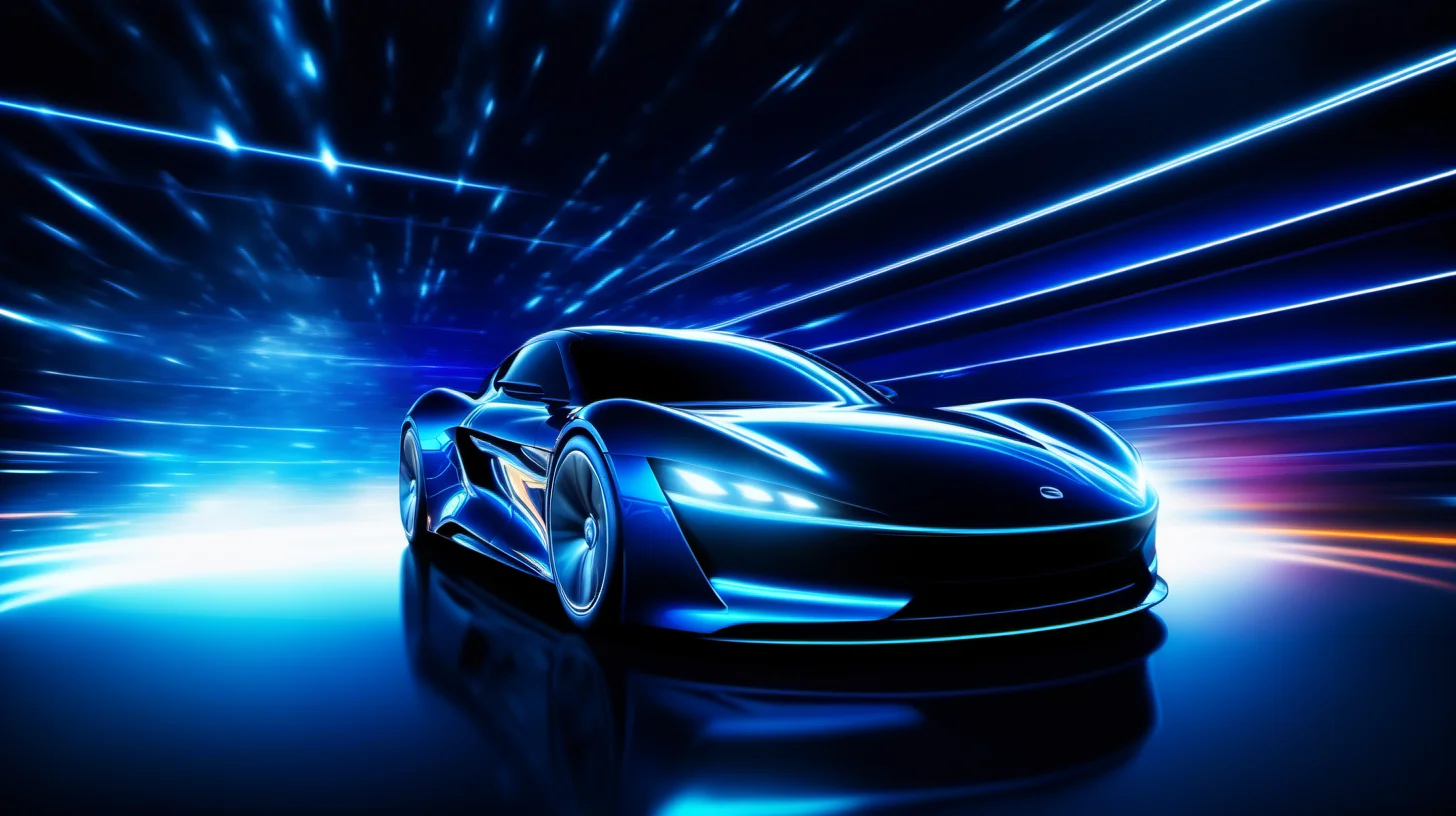 a car, abstract, dark blue, technological , bright light, j_background