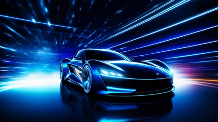 a car, abstract, dark blue, technological , bright light, j_background