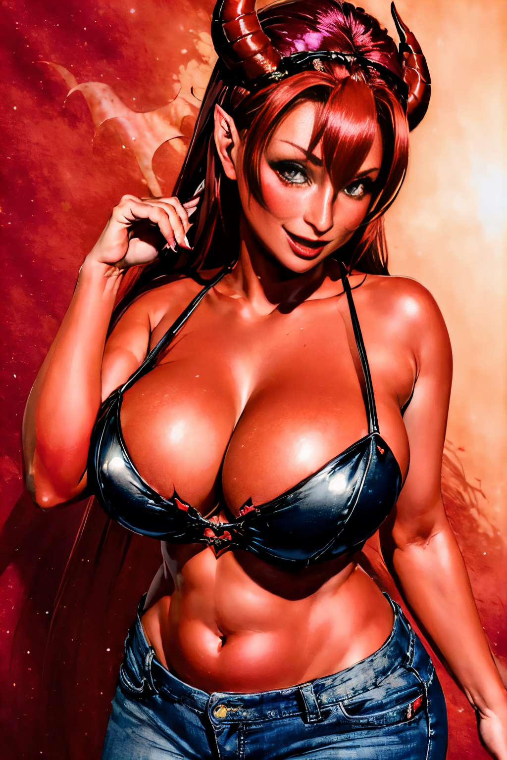 (Realistic:1.3) (EdobSuccubusRed:1.7) woman <lora:EdobSuccubusPelenkaReal_v1.0:1>
