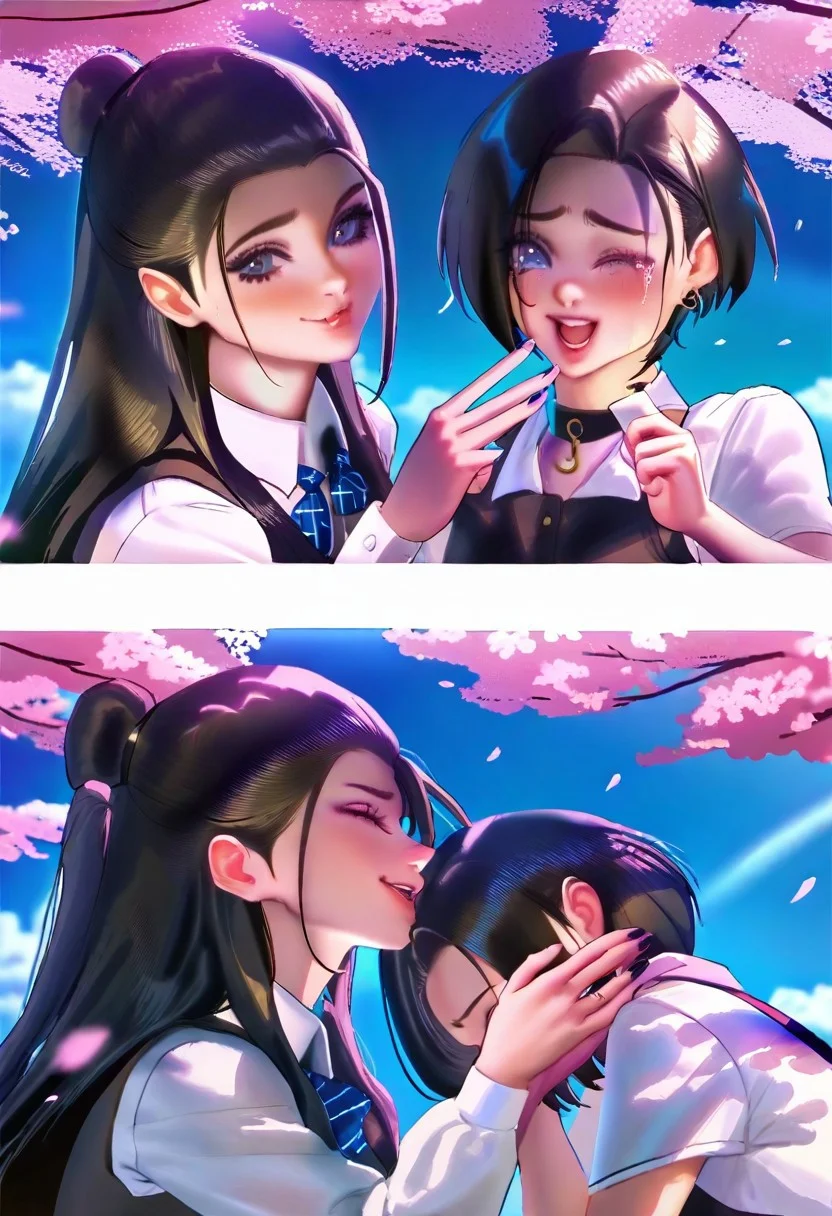 masterpiece, best quality, very aesthetic, absurdres,sakimichan, BREAK,
1girl,happy,smile,crying,2koma