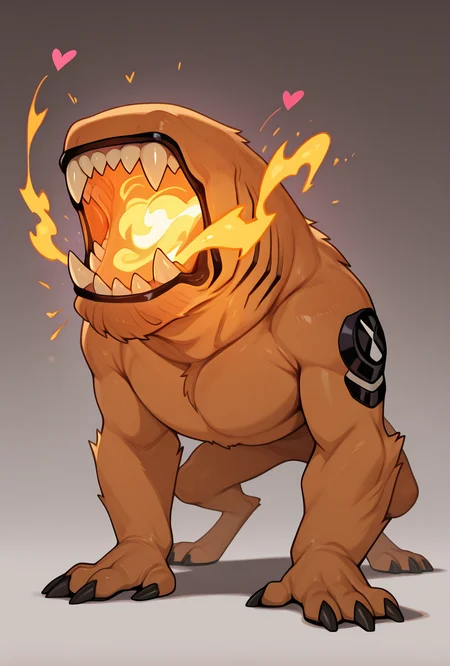 <lora:wildmutt-07:1> wildmutt, solo, no humans, claws, sharp teeth, no eyes, no ears,  <lora:Breath_weapon:1> charging_breath , breathing fire, spitting fire <lora:FrierenBlowingKissMeme_illusXLNoobAI_Incrs_v1:1> blowing kiss, heart, puckered lips, o3o, masterpiece, best quality, amazing quality, very aesthetic, absurdres, newest,