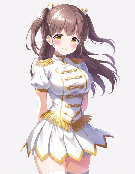 1girl, solo, cowboy shot, suzumura yu, idoly pride, white idol costume, thigh boots, standing, arms behind back, looking at viewer, smile, blush, (simple background, white background), BREAK, <lora:iYu:0.72>,
very aesthetic, high definition, amazing quality, masterpiece, best quality, highres, absurdres, sensitive, newest, anime screenshot, screencap