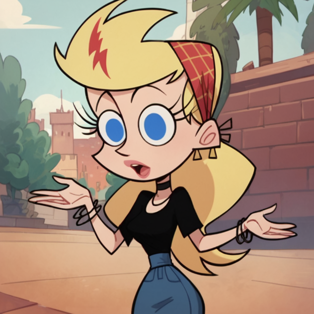 score_9, score_8_up, score_7_up, 1girl, blonde hair, long hair, head scarf, jewelry, blue eyes, medium breasts, narrow waist, wide hips, fca style, toon \(style\), <lora:Sissy_Blakely:1>