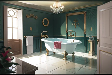 highly insanely detailed, masterpiece, top quality, best quality, highres, 4k, 8k, RAW photo, (very aesthetic, beautiful and aesthetic),
Ancient Roman Interior Design,RomInt,ancient_roman_bathroom,Balneum,low_table,
<lora:RomanInterior-10:0>,
(1girl:1.3),
1other,
,
,
,
bathtub,handrails,window,faucet,door,mirror,sponge,bath stool,tile floor,chitin bathroom,chitin a sink,chitin bathtub,chitin window,chitin faucet,chitin,(chitin theme:1.2),(rough jagged texture:1.3),glow,jade,
,âââ