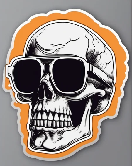 skull head wearing sunglasses, sticker <lora:last:1>