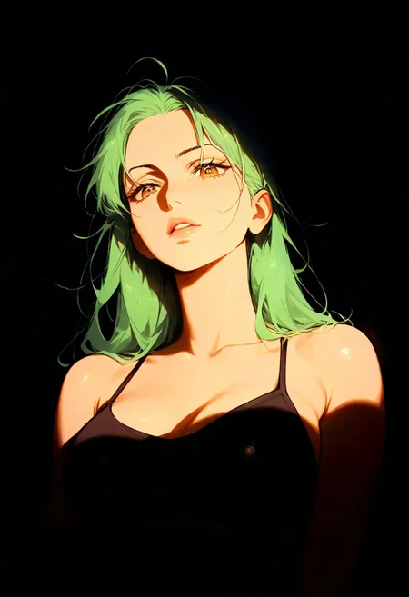 1boy,Roronoa Zoro (One Piece), lips, thin lips, parted lips, solo, looking at viewer, camisole, upper body, dark, underlightling, masterpiece, best quality, very aesthetic