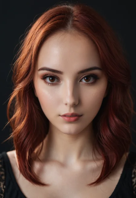 the most beautiful female Girl, brown eyes, Red Colored hair ,  <lora:zavy-cntrst-sdxl:0.8> dark, chiaroscuro, low-key