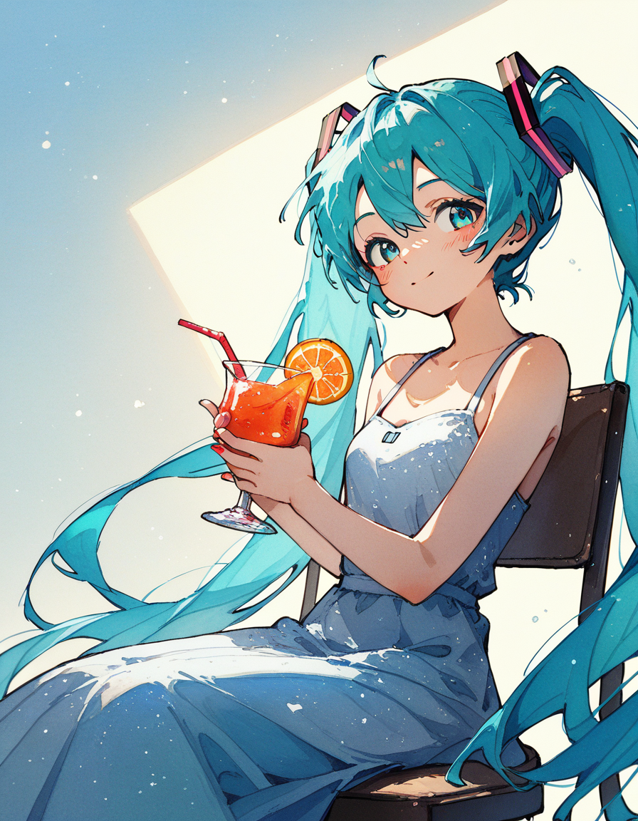 score_9,score_8_up,score_7_up,score_6_up,
hatsune miku,cocktail_dress,potg,<lora:potg-000008>,watercolor_(medium),