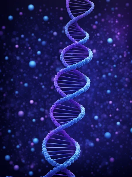 DNA Helix, Double Helix, Particles, Abstract, Blue and Purple, Tech Style, j_background