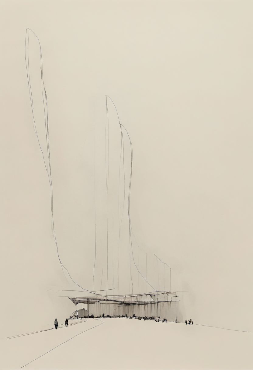 a professional hand sketch of architecture,
(POV view , DOF, first people view from the entrance, low angle shot:1.4),
(Ancient civilization, Alien Prometheus movie scene, dune movie scene:1.5), (The colonial city of the future, in the mist-filled Grand Canyon, on an unknown Earth-like planet, 2 moon on sky, Spaceship flight connects colonies, waterfulls:1.3), (Machu Picchu, a mountain settlement, incredibly spectacular:1.2), (Mario Botta:1.3), (avant-garde, future, reality, science fiction, photorealistic), (modern architecture:1.2), White limestone with black granite, fountain, waterfall, landmark, square, path, narrow street,
(Large Files, Ultra Realistic, 8K, 16k, FHD, HD, VFX, Perfect, Photography, composition, Architecture Sales Photography, Architecture Competition, Ultra High Resolution, Cinematography, High Resolution Image:1.1), (dramatic lighting, direct sunlight, ray tracing, clear shadow:1.2),  (real landscape:1.1), (blurred background:1.0), (urban background, more_details) ,
great lighting, extremely detailed, hillscastel, Neo Classic, Architecture sketch