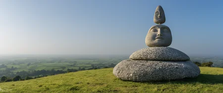 a hughe hill with a single large decorate stone sculpture , ,
photo raw, perfect eyes, perfect hands, perfect feets, <lora:add-detail-xl:1>,